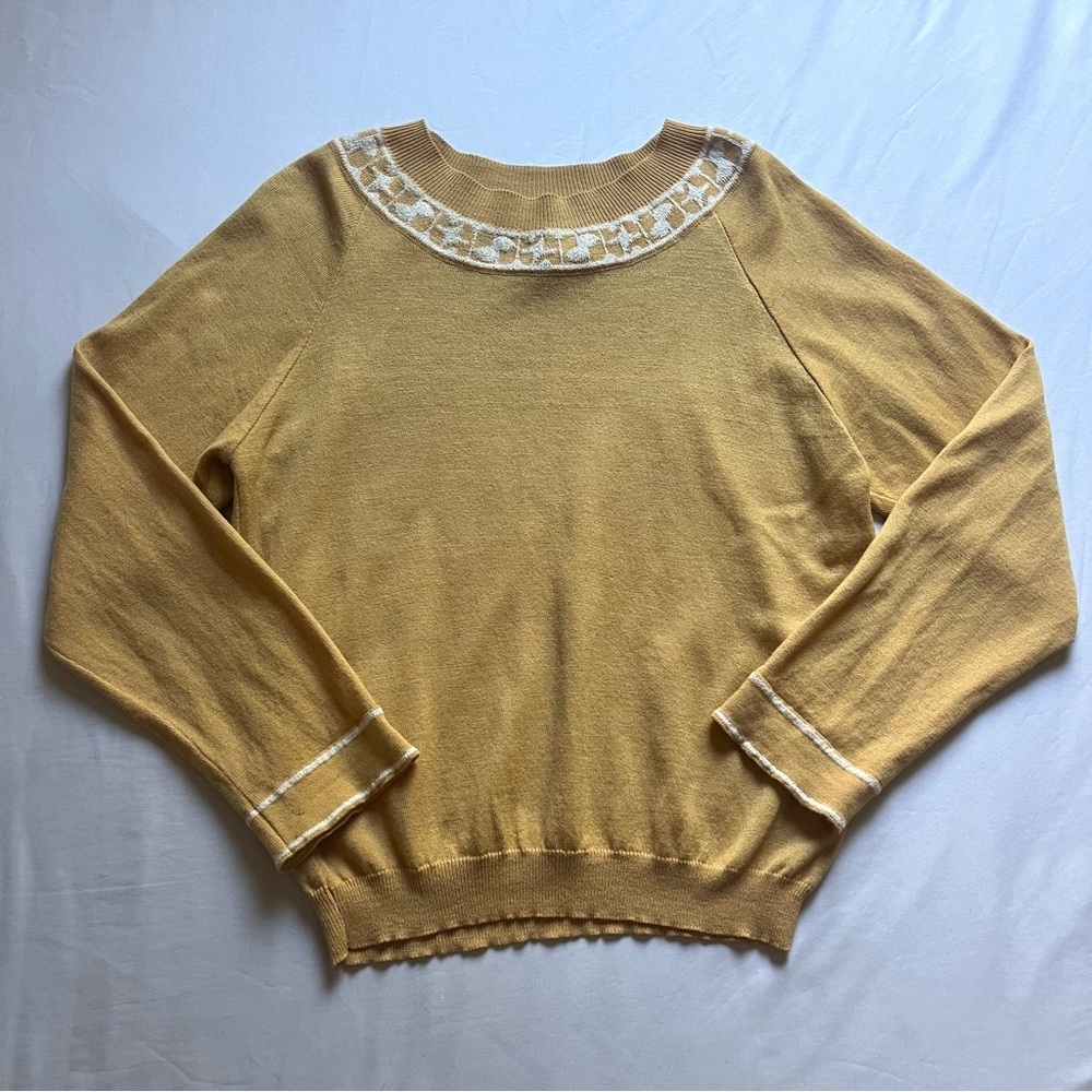COURREGES vintage pale mustard yellow crew long sleeve‎ knit pullover sweater